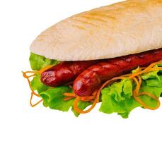heiß Hund - - Sandwich mit Würstchen im Pita-Brot foto