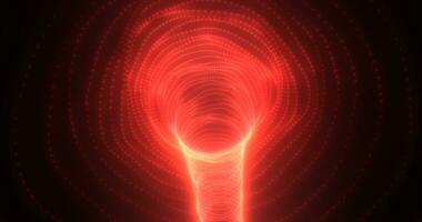 abstrakt rot Tunnel wirbelnd von Partikel und Punkte von glühend hell futuristisch Hi-Tech Hintergrund foto