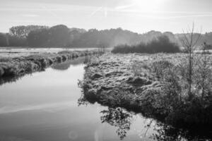 früh Morgen beim ein Fluss im Deutschland foto