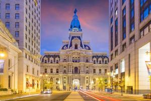 Philadelphia historisches Rathaus Gebäude in der Dämmerung foto