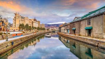 Stadtbild von Otaru, Japan-Kanal und historisches Lagerhaus, Sapporo foto