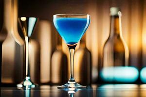 Blau Cocktail im ein Glas. KI-generiert foto