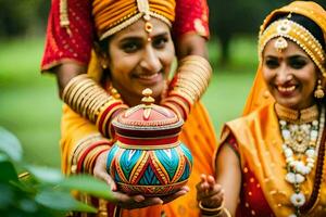 indisch Hochzeit Traditionen. KI-generiert foto