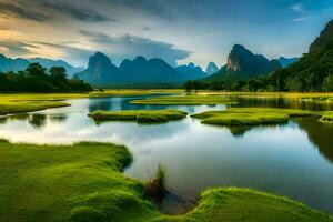 das li Fluss im China. KI-generiert foto