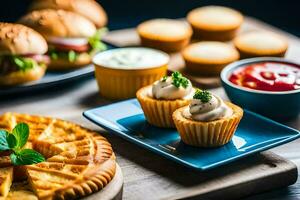 ein Waffel mit Käse, Tomate und Ketchup auf ein Platte. KI-generiert foto