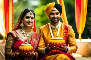 indisch Hochzeit im Mumbai. KI-generiert foto