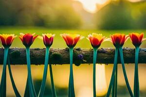 Blumen auf ein Zaun. KI-generiert foto