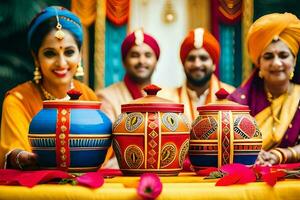 indisch Hochzeit Zeremonie im Delhi. KI-generiert foto