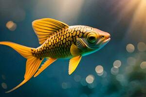 ein Fisch Schwimmen im das Wasser. KI-generiert foto