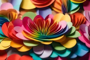 ein bunt Blume Anordnung gemacht von Papier. KI-generiert foto