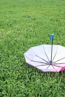 bunter Regenschirm auf dem Gras