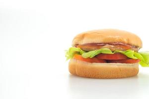 Chicken Burger mit Sauce auf weißem Hintergrund foto