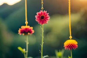 Foto Hintergrund das Himmel, Blumen, das Sonne, das Blumen, das Sonne, das Blumen,. KI-generiert