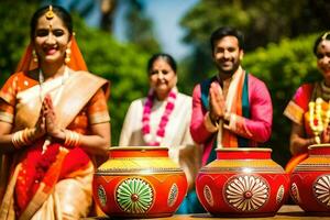 indisch Hochzeit Zeremonie im Mumbai. KI-generiert foto