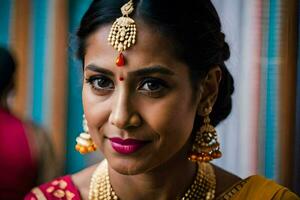 ein Frau im ein traditionell indisch Sari. KI-generiert foto