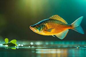 ein Fisch ist Schwimmen im das Wasser. KI-generiert foto