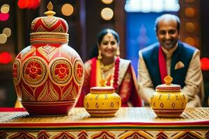 indisch Hochzeit Dekor Ideen. KI-generiert foto