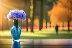 Foto Hintergrund das Himmel, Blumen, Bäume, das Park, das Sonne, das Bäume, Die. KI-generiert