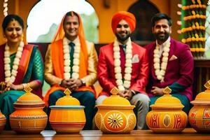 indisch Hochzeit Zeremonie im das Vereinigtes Königreich. KI-generiert foto
