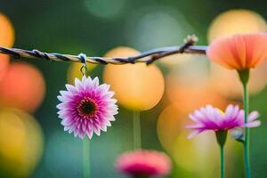 Blumen auf ein Kabel. KI-generiert foto