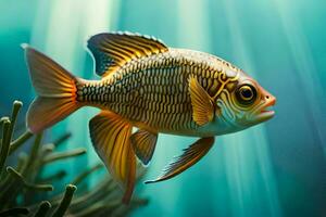 Fisch im Aquarium mit Sonnenlicht Kommen durch. KI-generiert foto