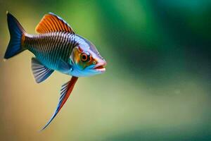 ein Fisch mit ein lange Schwanz und ein hell rot und Orange Körper. KI-generiert foto