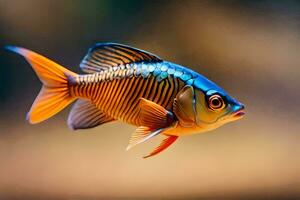 ein Fisch mit Blau und Orange Streifen. KI-generiert foto