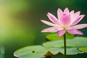 ein Rosa Lotus Blume ist gezeigt im das Wasser. KI-generiert foto