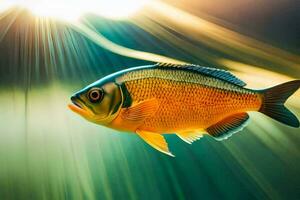 ein Fisch ist Schwimmen im das Wasser. KI-generiert foto