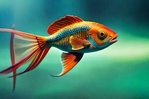 ein Fisch mit hell Orange und rot Flossen. KI-generiert foto