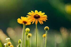 Gelb Blume im das Feld. KI-generiert foto