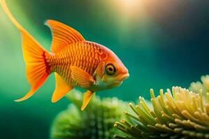 ein Goldfisch Schwimmen im das Wasser. KI-generiert foto