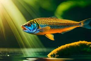 Foto Hintergrund Fisch, das Sonne, das Wasser, das Fisch, das Fisch, das Fisch,. KI-generiert