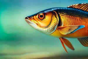 ein Fisch mit ein Blau und Orange Körper. KI-generiert foto