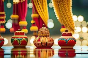 indisch Hochzeit Dekorationen. KI-generiert foto