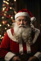 Santa claus oder Heilige Nikolaus auf Urlaub Hintergrund. fröhlich Weihnachten und glücklich Neu Jahr. ai generativ foto