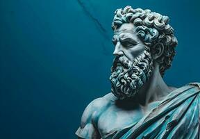 Foto Skulptur von das uralt griechisch mythisch Held generativ ai