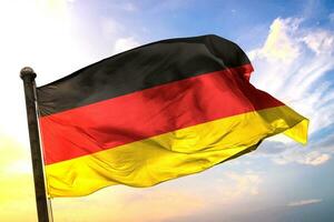 Deutschland 3d Rendern Flagge winken isoliert Himmel und Wolke Hintergrund foto