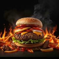 kostenlos das Beste heiß würzig Burger Fotografie Bilder werden erfüllen Ihre Gelüste, generativ ai foto