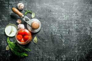 hausgemacht konserviert Tomaten. foto