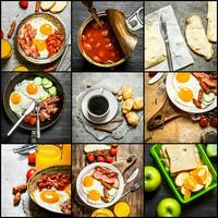 Essen Collage von Frühstück . foto