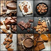 Essen Collage von Schokolade . foto