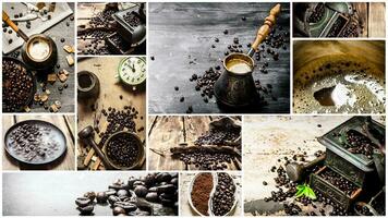 Essen Collage von Kaffee . foto