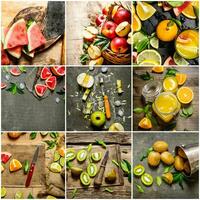 Essen Collage von frisch Früchte . foto
