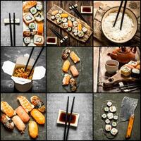 Essen Collage von Japan Lebensmittel. foto