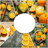 Essen Collage von frisch Orangen. foto