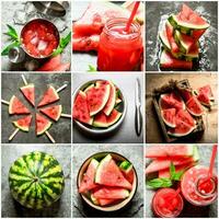 Essen Collage von frisch Wassermelone. foto