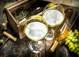 Weiß Wein im Brille. foto