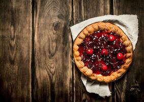 Kirsche Kuchen zum alt Stoffe. foto