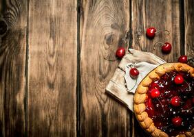 Kirsche Kuchen zum alt Stoffe. foto